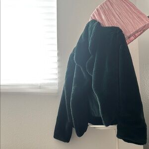 Chic Dark Green Faux Fur Jacket